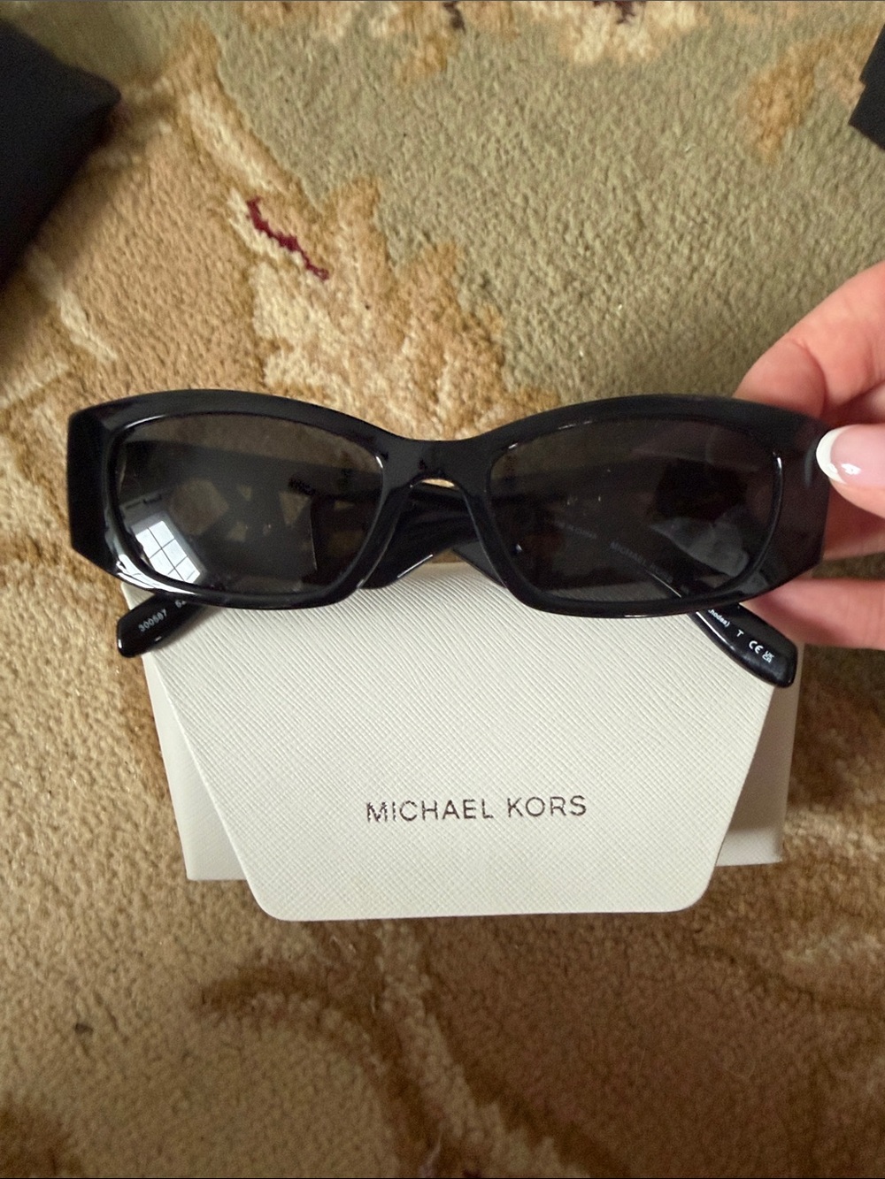 New never worn Michael Kors Women's Black Rectangular Sunglasses with Dark Lense